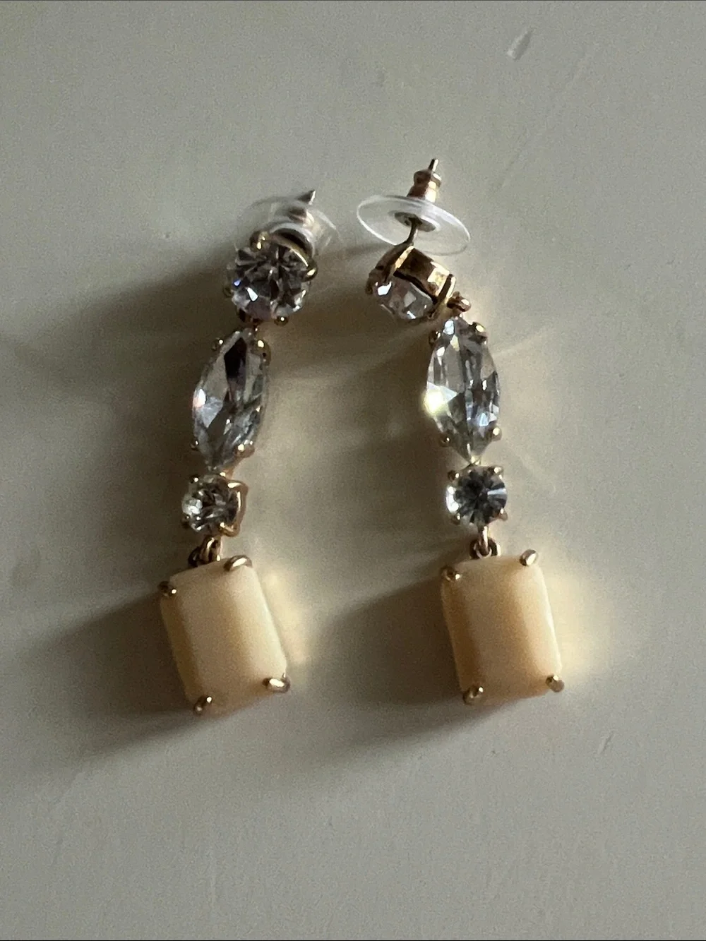 kate spade Cream and Clear Crystal Linear Drop Earrings